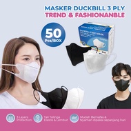 MASKER DUCKBILL FACE MASK 1BOX ISI 50PCS 4PLY 3D PUTIH HITAM MURAH  MASKER SEKOLAH MASKER KESEHATAN DEWASA HIGH QUALITY