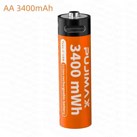 1.5V AA&AAA Rechargeable Lithium Battery 3400mWh/1100mWh, Type-C Port Charging Be Reused 1500 Times 