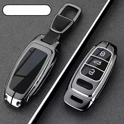Car Remote Key Case Cover Shell For Audi A6 A7 A8 E-tron Q5 Q8 C8 D5 Gold Edge Design Protector Fob 