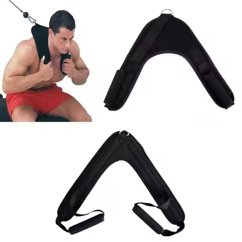 V-Shaped Abdominal Crunch Straps Nylon Fitness Drag Handle Ab Exercise Harness Comfortable Shoulder 