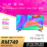 PRISM+ Q32 Google TV | 32 inch | Google Play Store | Inbuilt Chromecast | IPS Panel | Netflix & Yout