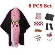 Trang Phục Hóa Trang Anime Demon Slayer Kimetsu No Yaiba Kamado Nezuko Kimono Tóc Giả Cho Trẻ Em Ngư