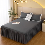 Korean Princess Style Simple Solid Color Bed Skirt Single Piece Bedspread Bed Sheet Lace Single Doub