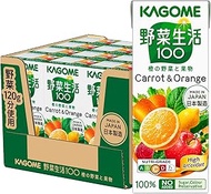 Kagome Yasai Seikatsu100 Carrot and Orange Vegetable and Fruit Mixed Juice, 200ml (Pack of 12)