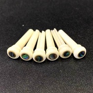 {UU61} 6Pcs Real Bone Acoustic Guitar Bridge Pins Pure Bone Ebony Bridge Pin With Brass Circle For F