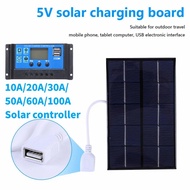 Mini USB Solar Panel 10W 5V + 10A 20A 30A 50A 60A 100A Solar Controller Regulator Portable Solar Cha