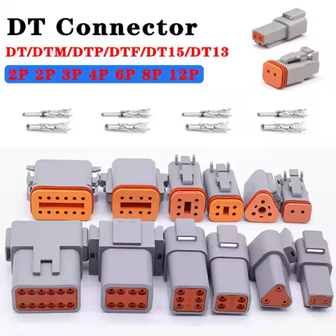 5/10/100 Sets DT06-2S/DT04-2P Automotive Connector Kit Waterproof Plug Socket 2P 3P 4P DTM/DT/DTP fo
