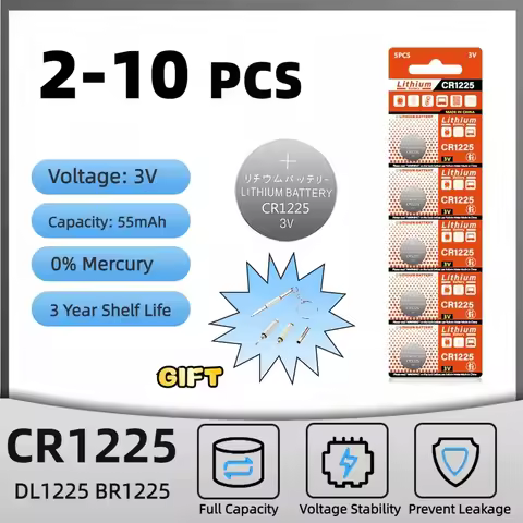 2PCS-10PCS 3V CR1225 Lithium Button Battery BR1225 LM1225 DL1225 CR 1225 ER1225GP Coin Cell Watch Ba