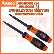 ASAKI JAPAN AK-9088 AK-9089 PROFESSIONAL ELECTRIC INSULATED FLAT BAKE SCREWDRIVER AND VOLTAGE TESTER