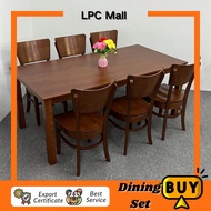 LPC MALL Chair 2101-Oak + T9984 Dining Set 1+6 Kerusi Meja Makan 6orang