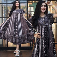 Daster jumbo model payung sogan baju batik pekalongan monocrom size besar lengan pendek tumpuk busui