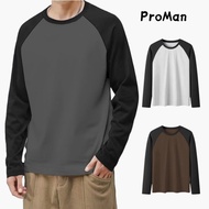 【READY STOCK】ProMan baju t shirt lelaki men round neck long sleeve unisex casual loose oversized shi