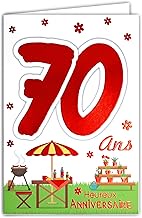 69-2140 70th Birthday Card Man Woman Champagne Bottle TV TV