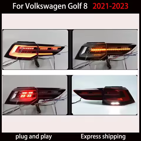 Car Model Tail Lamp for VW Golf 8 Tail Lights 2021-2023 Golf 8 LED Tail Light Golf MK8 Rear Stop DRL