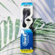 ออรัล-บี แปรงสีฟัน ขนแปรงชาร์โคล Charcoal Whitens Teeth in 1 Week Toothbrush Soft 2 Count (Oral-B®) 