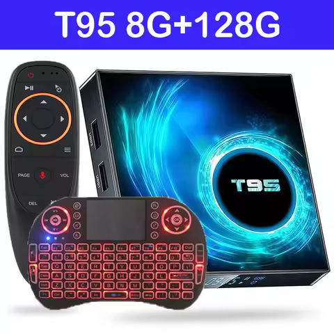 Original T95 android tv box bluetooth 5.0 2.4g & 5g Wifi 128g 3D Voice16g 32gb 64gb 4k Quad Core Set