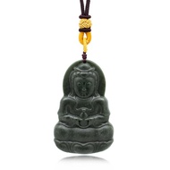 【正佳珠寶】和田玉 塔青料 觀世音菩薩吊墜 和田玉吊墜