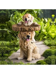 童趣花園狗雕像樹脂鳥飼料盤家庭庭院動物雕塑裝飾花園裝飾戶外裝飾