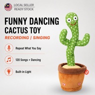Dancing Cactus Toy Rechargeable Talking Cactus Repeat Voice LED Light Mainan Kaktus