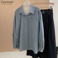 [Cavensi] 100KG Can Wear Azure Easy Feel Blue Plaid Thin Style Brushed {Blue Gray Fine Plaid} Long-S