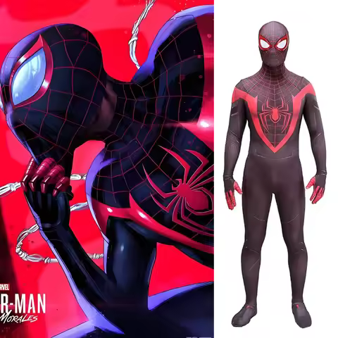 Spider Man Cosplay PS5 Miles Morales Costume Spandex Zentai Suits Superhero Bodysuit Jumpsuit Hallow