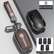 Genuine Leather Zinc Alloy 5D Car Smart Key Case Cover Shell Holder For Toyota Fortuner Innova Cryst