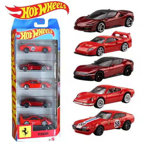 Hot Wheels JLN12 Ferrari 5pcs/pack, Ferrari Dino 246 GT/SF90/365 GTB/12 Cilindri, 1:64 Diecast Alloy