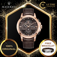 [Authentic] Maserati Ingegno Chronograph Original Leather Stainless Steel Men Watch Jam Tangan Lelaki R8871619001