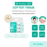 Purcotton Natural Cotton Tissue 60 Sheets - Natural Cotton Facial Tissue 100% Soft Cotton