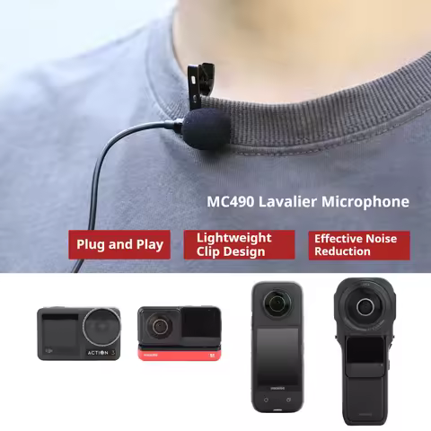Sunnylife Microphone Official Mic Audio for Insta360 X3/one x2/R/RS/DJI OSMO Pocket 3/ACTION 5 Pro 4