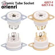 ORIENRI 1Pcs Ceramic Tube Socket, PCB Mount 7Pin B7G Valve Base, Durable Tin-Plated DIY GZC7-F GZC7-