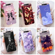Clear Cover For Samsung A80 Case SM-A805F Cute Cat Fashion Butterfly Funny Painted Casing For Samsun