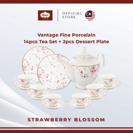 Vantage Fine Porcelain Strawberry Blossom 14pcs Tea Set