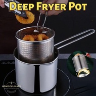 1.2L Deep Fryer Pot with Strainer 304 stainless steel Kitchen Cooking Pot Multifunctional Oil-saving