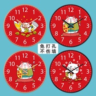 Jam bunyi jam dinding jam dinding besar [12 inci 30CM] Jam dinding sederhana, kucing bertuah, jam ru