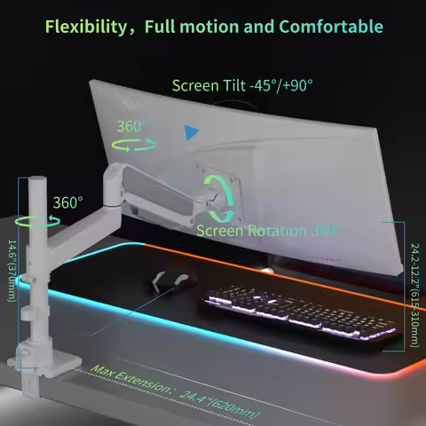 Monitor Arm for 17 to 60 inch, Fully Adjustable Heavy Duty Desk Mount, Monitor Bracket Stand Fit 57 