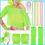 HO 80s Workout Costume Headband Sunglass Earrings Legwarmers 60s 70s 80s Women Hippie Costume Access