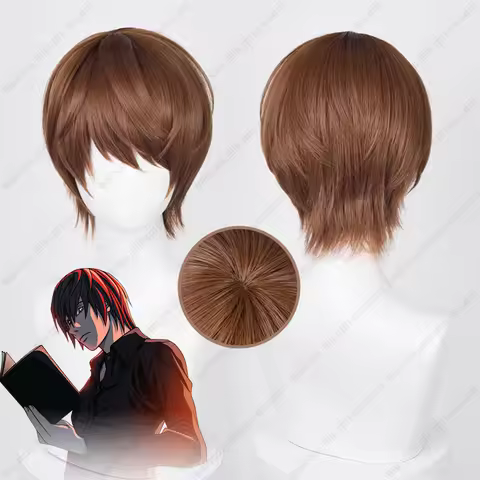Anime Yagami Light Cosplay Wig 30cm Dark Brown Short Hair Heat Resistant Synthetic Wigs