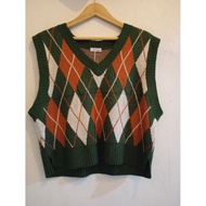 HIJAU Green Argyle vest-terra ketupat plove