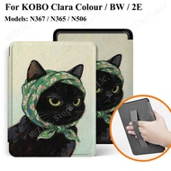 For 6"Kobo Clara Colour BW 2024 2E N367 N365 N506 Case with Hand Belt Holder Strap Libra2 Colour 7"N