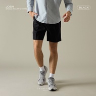 TWENTYSECOND กางเกงขาสั้น ผ้าคอตต้อน ทรงเอวสูง รุ่น Josh single pleat shorts - ดำ / Black