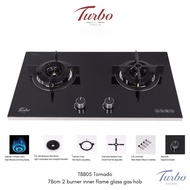 Turbo Italia – Tornado T8805 Gas Hob | 78 cm | 2 Burner | Glass | Battery Operated Ignition System |