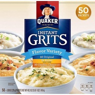 Quaker Oats Instant Grits Flavor Variety 50 Packet (16 Original, 24 Butter, 10 Cheddar Cheese) 燕麥粥-牛