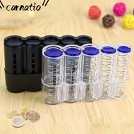 CARNATIOGV Coin Storage Box, Large Capacity Plastic Euro Coin Dispenser, Transparent Coin Purse