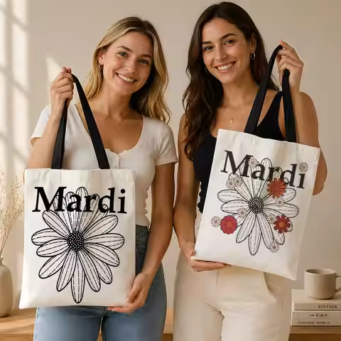 Brand M-Mercredi M-Mardi Storage Bags Durable Canvas Shoulder Tote Versatile for School Commuting Sh