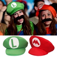 Super Mario Bros Luigi Cartoon Cosplay Hat Classic Game Anime Figure Halloween Funny Clothes Unisex Party Props