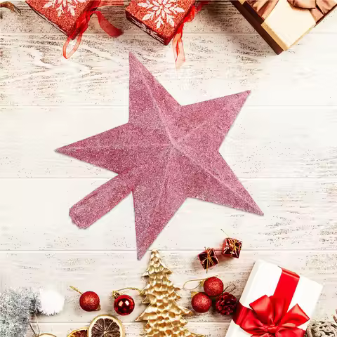 15/20cm Christmas Tree Star Glittering Christmas Tree Topper Decoration Sprinkled Pink Five-Point St