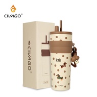 CIVAGO(26oz) แก้วกาแฟสแตนเลสสตีลพร้อมฝาปิด กระติกสุญญากาศเซรามิคไลเนอร์ ชุดภาพวาดลายพิเศษ