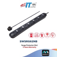Masterplug Surge Protector 6 Gang 2 Meter Switched Extension Leads (SWSRG62NB)