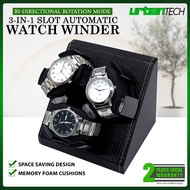 Bi-directional Rotation 3 Slots in 1 Automatic Watch Winder Watch Storage Display - Carbon Fiber